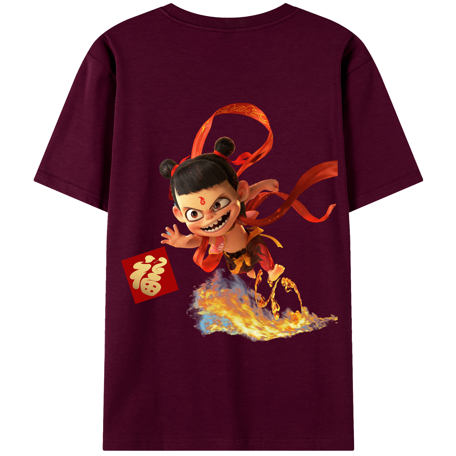 （画像用） Ne Zha 2 ナタ 魔童の大暴れ レディース半袖Tシャツ(バックプリント)